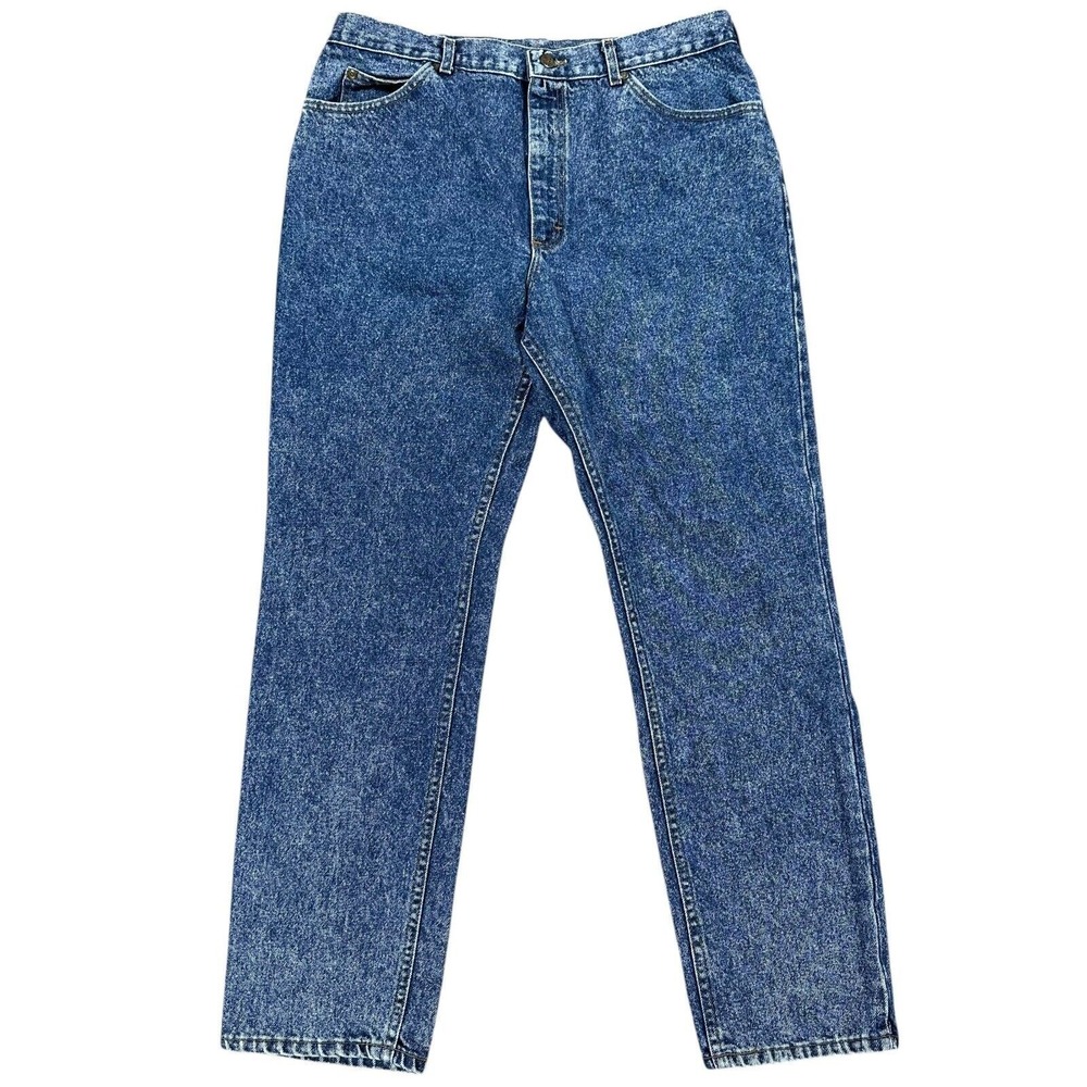 Lee Mens Size 34x30 Blue Denim Riders Jeans Acid Wash Straight Leg‎ Vintage 80s